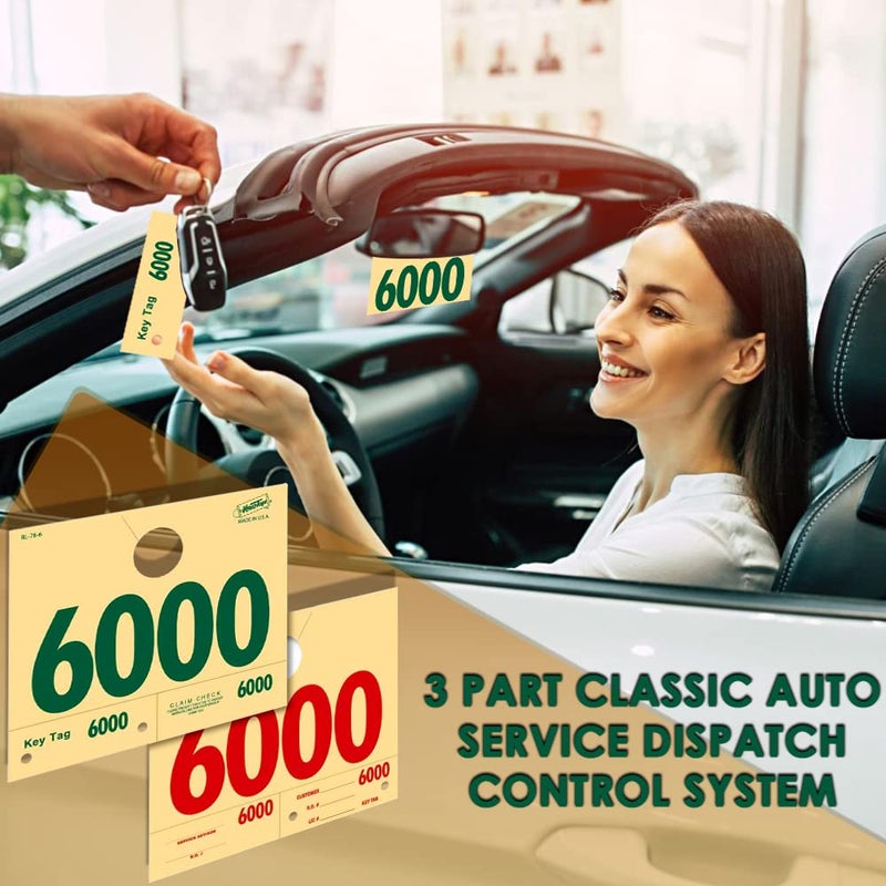 Versa-Tags 1000 Automotive Service Dispatch Numbers Mirror Hang Tags Numbered 6000-6999 RL78 Style Red Green Service Dispatch Numbers Manilla Card Stock with 1.25 Slotted Hang Cutout - Image 3